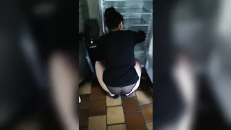 My slutty MILF caught cleaning the fridge :)