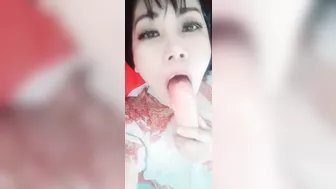 Hard suck with dildo, pretty face asian, chillax