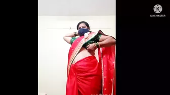 Marathi Divya aunty on Red saree Sexy look