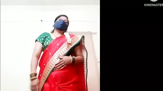 Marathi Divya aunty on Red saree Sexy look