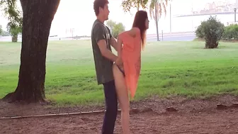 Romantic and passionate meeting in the park