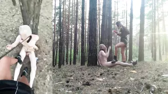 Domina Evgenia - My humiliated dog in the forest (2 angles at the same time, English subtitles)