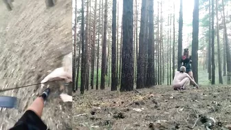 Domina Evgenia - My humiliated dog in the forest (2 angles at the same time, English subtitles)