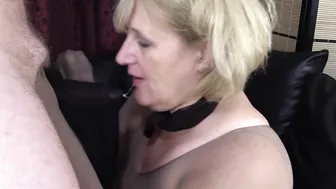 Nasty Nylon Fetish Stepmom give Sloppy Blow job and is rewarded with a Creamy Cum Load