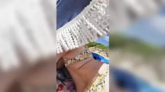 tits out at the beach in my secret spot with you..until someone sees me! cum on me while I lay for u