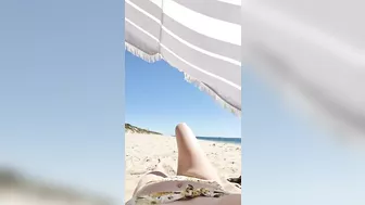 tits out at the beach in my secret spot with you..until someone sees me! cum on me while I lay for u