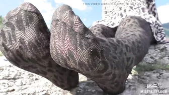 Nylon Goddess Paws Tease On A Summer Sunny Day In The Mountains