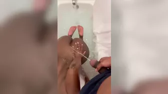 Pissing on Petite Black Thot