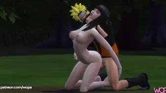 Naruto having sex with Hinata in the middle of the forest