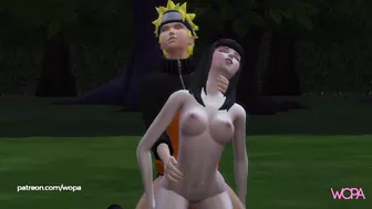 Naruto having sex with Hinata in the middle of the forest