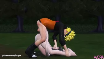 Naruto having sex with Hinata in the middle of the forest