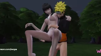 Naruto having sex with Hinata in the middle of the forest