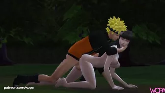 Naruto having sex with Hinata in the middle of the forest