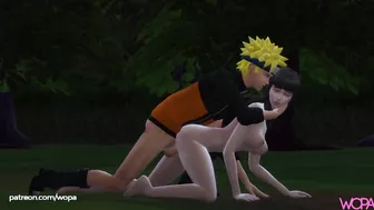 Naruto having sex with Hinata in the middle of the forest