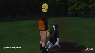 Naruto having sex with Hinata in the middle of the forest