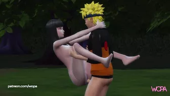 Naruto having sex with Hinata in the middle of the forest