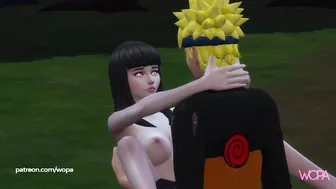 Naruto having sex with Hinata in the middle of the forest