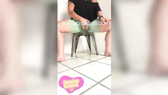 She Pisses and plays with pussy in her Gym Shorts