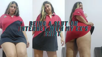 BBW wearing ex's shirt to be a slut on internet