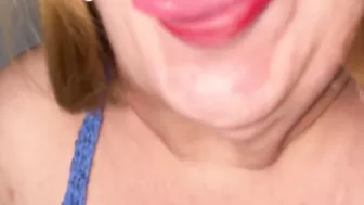 Granny with gigantic tits touching her very horny bbw body