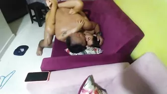 my cuckold husband filming how his black friend creampies me in the living room then cuckold cum in my tits