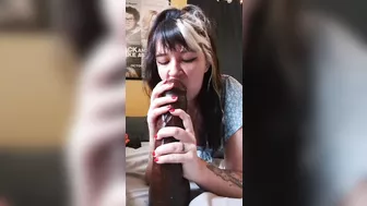 Big cock dildo sucking