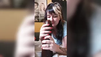 Big cock dildo sucking