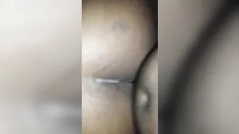 Cumming hard on his dick from backshot