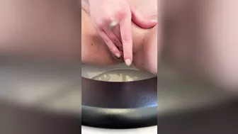 I fingering my Creamy Pussy at the Toilet