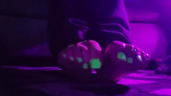 Glow in the dark nail polish! Goth feet in blacklight!