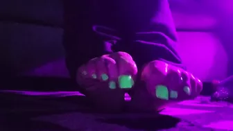 Glow in the dark nail polish! Goth feet in blacklight!