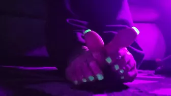 Glow in the dark nail polish! Goth feet in blacklight!