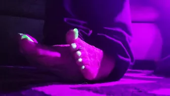 Glow in the dark nail polish! Goth feet in blacklight!