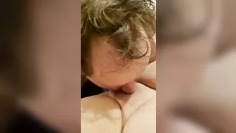 Licking her wet juicy pussy