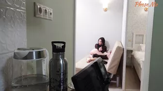 Behind The Scenes Of Sexy Brunette In Seamless Black Pantyhose Filming