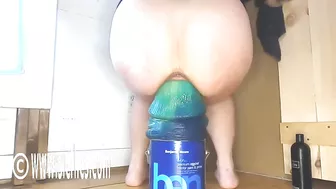 Worlds biggest pussy swallows colossal dildo to the fucking base