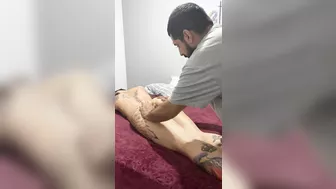 Passing cream on my hot married friend tattooed and sucking the hottie's ass Finger Job colorful friendship