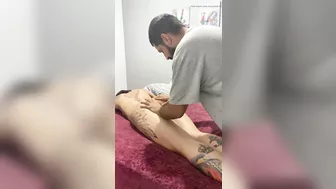 Passing cream on my hot married friend tattooed and sucking the hottie's ass Finger Job colorful friendship