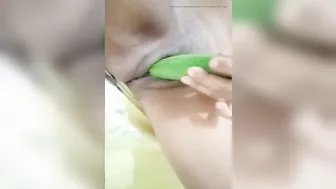 Tamil Hot Bhabhi sex with Green cucumber - huge cum out