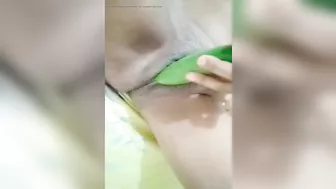 Tamil Hot Bhabhi sex with Green cucumber - huge cum out