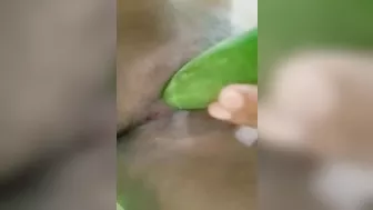 Tamil Hot Bhabhi sex with Green cucumber - huge cum out