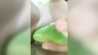 Tamil Hot Bhabhi sex with Green cucumber - huge cum out