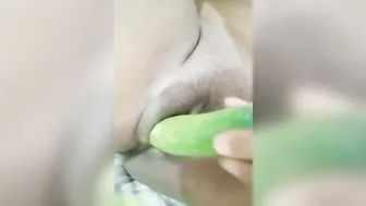 Tamil Hot Bhabhi sex with Green cucumber - huge cum out