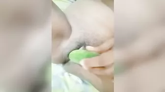 Tamil Hot Bhabhi sex with Green cucumber - huge cum out