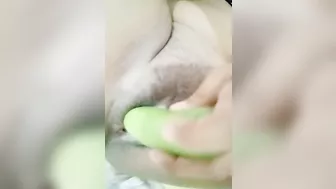 Tamil Hot Bhabhi sex with Green cucumber - huge cum out