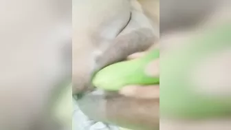 Tamil Hot Bhabhi sex with Green cucumber - huge cum out