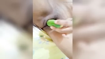 Tamil Hot Bhabhi sex with Green cucumber - huge cum out