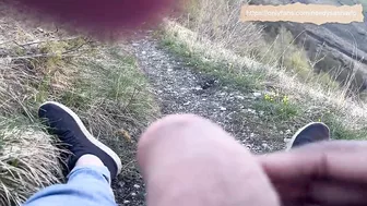 A walk in the nature turns into a hot handjob, almost got caught