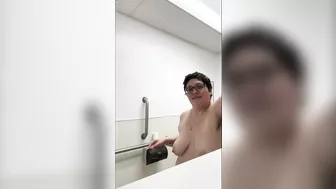 Sexy BBW Strips Nude To Piss In Public Bathroom Pt. 2