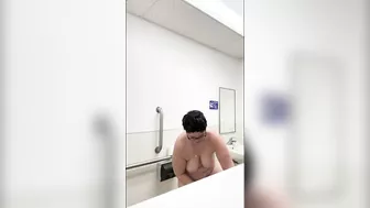 Sexy BBW Strips Nude To Piss In Public Bathroom Pt. 2